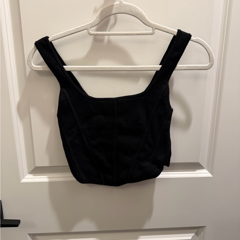 Aritzia Black Square-Neck Tank Top